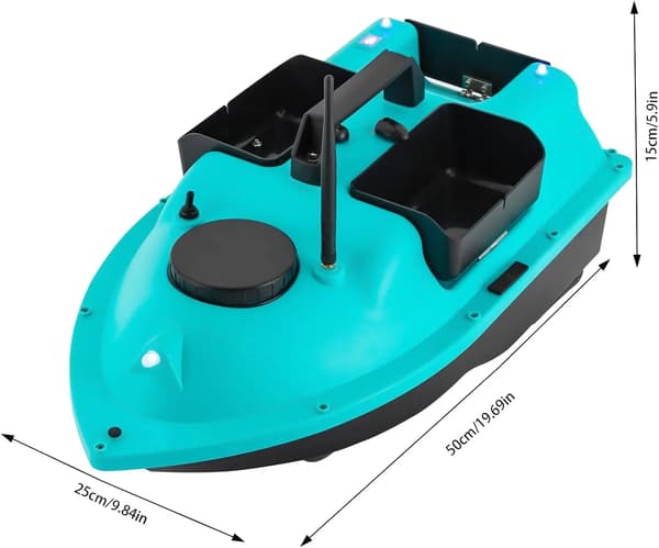 RC agnbåt - Foderbåt - 600 m räckvidd - GPS - 2 kg last - 2×5200 mAh batterier - ABS - Blå