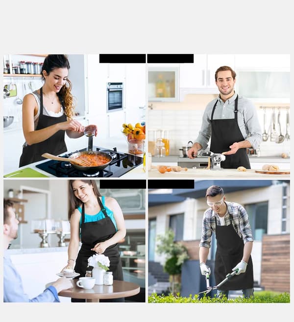 Matlagningsförkläden - Cateringförkläde - 4-pack - Vattentätt - Nylon - 2 fickor - Justerbart