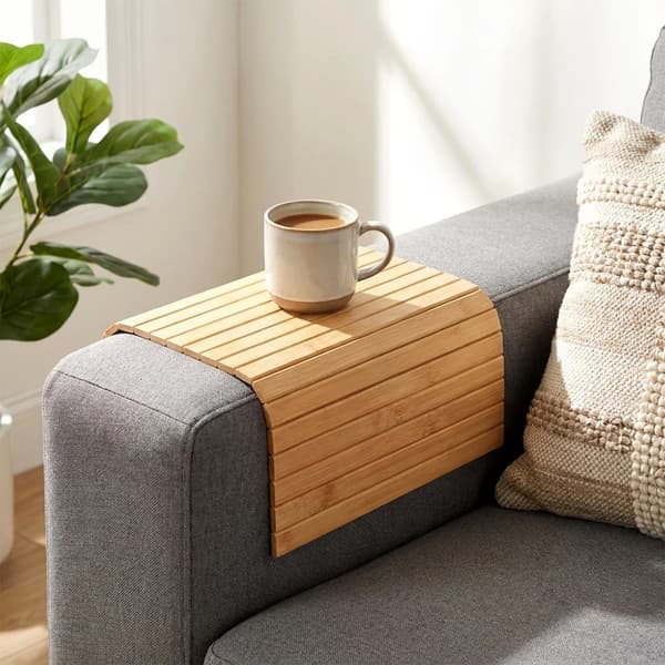 Oprullet bambusbordskåner - Bordunderlag - 44 x 24 cm - Rektangulær - Sort