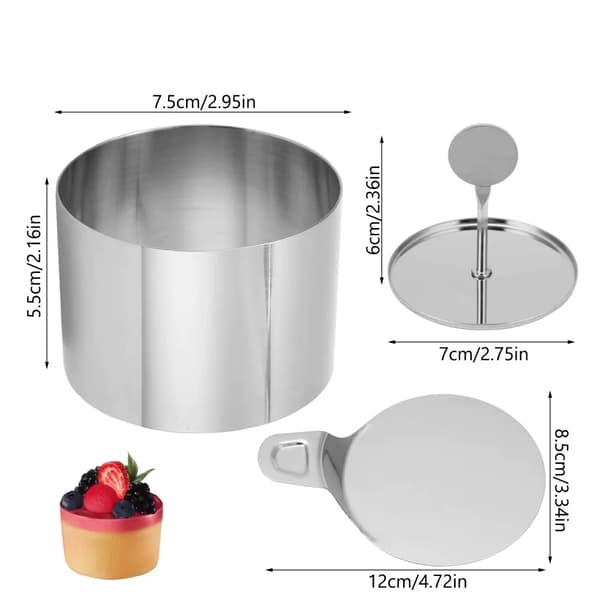 Dessertringsset - Serveringsringar - Formar - 8 delar - Rostfritt stål - Med spatel