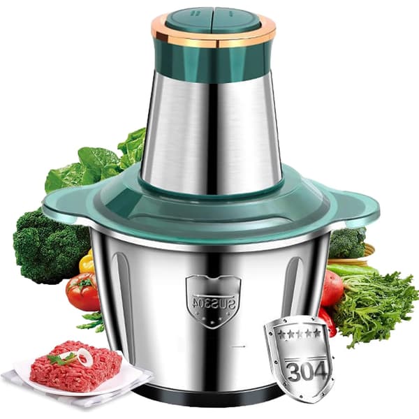 Elektrisk Kødhakker og Foodprocessor - 2 l - Rustfrit Stål - Multifunktionel - Grøntsagshakker - Blå