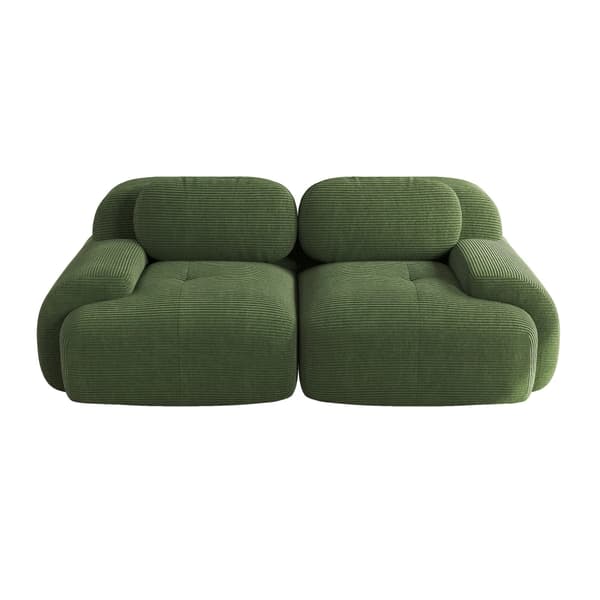 2-sitssoffa - Vardagsrumssoffa - 208 cm - Böjda armstöd - Halkfri undersida - Elastisk klädsel - Manchester - Grön
