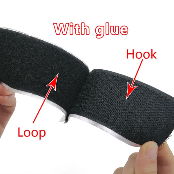 Selvklæbende burrebånd - Krogdel - 15 cm bredt - 5 m krogside - Polyester/nylon - Sort