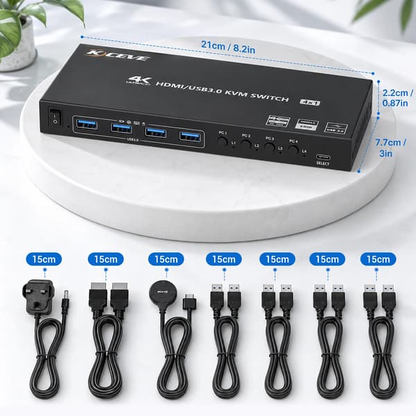 USB 3.0-kabler - 4-pak - Til HDMI-KVM-switch - Til tilslutning af computer og KVM-enhed