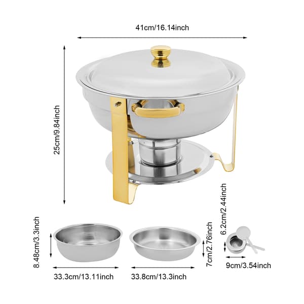 Buffévärmare Chafing Dish - Set - 2-pack - 4,5 l per behållare - Rostfritt stål - Grå