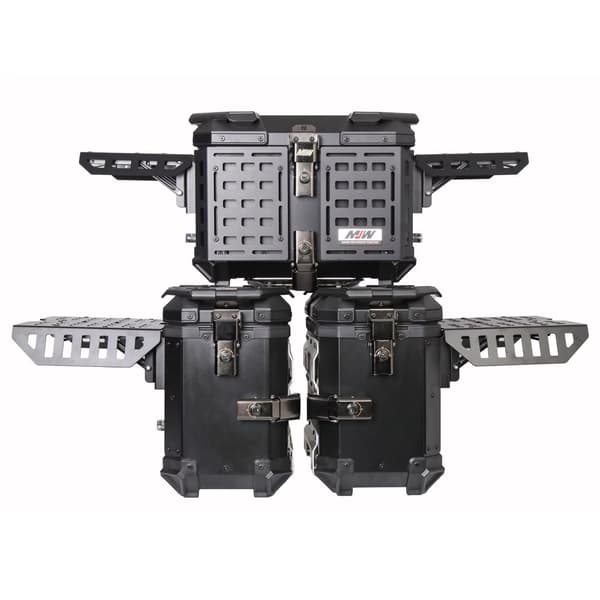 Motorcykelväskor - Sidoväskor - 2-pack - 38 l - Aluminiumlegering - Hopfällbara - Vattentäta - Snabbfäste