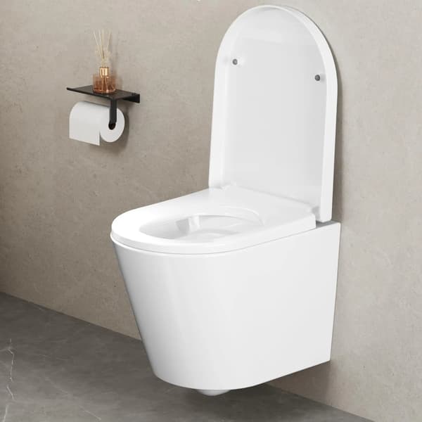 Toiletsæde - Lille D-form - Soft-Close - Quick-Release - PP-plast - Hvid