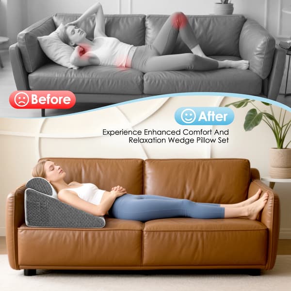 Kileformet sengepude - Memory foam - 30,5 cm elevation - Rygstøtte - Til søvn, læsning og siddestilling - Lilla