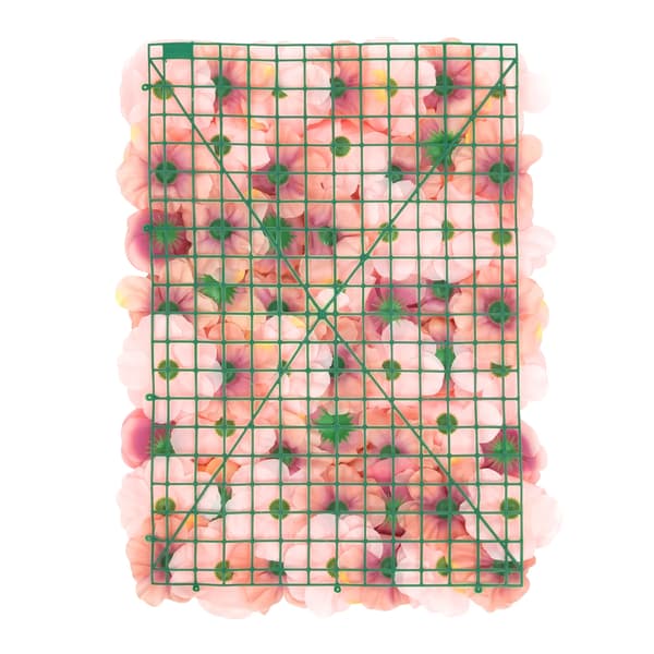Kunstig blomsterbaggrund - Blomsterpanel - Silke og plast - Rektangulær - 56–59 blomster - Bryllup og fest - Indendørs - Efterårsrosa