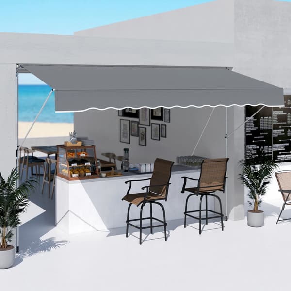 Terrassmarkis - Manuell infällbar - Polyesterduk - Mörkgrå