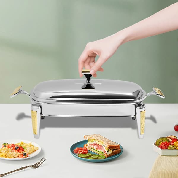 Chafing Dish - Madvarmer - 2,2 Liter - Rustfrit Stål - Til Hjem & Buffet - Sølv
