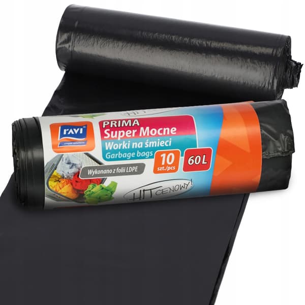Soppåsar / avfallspåsar - För sortering - Extra starka - 60 l - 10 st