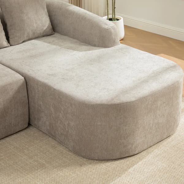 Modulsofa - Moderne Sofa - Chenille - 30D Elastisk Skum - Skridsikker - Højrevendt - Grå