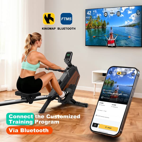 Romaskine - Magnetisk model - Justerbar modstand - LCD-display - Bluetooth - Til hjemmetræning