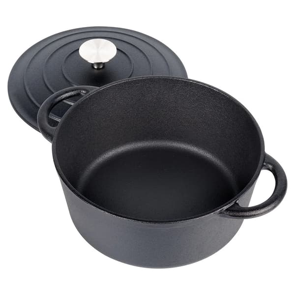 Støbejernsgryde med låg - 22 cm - 2,6 l - Sort
