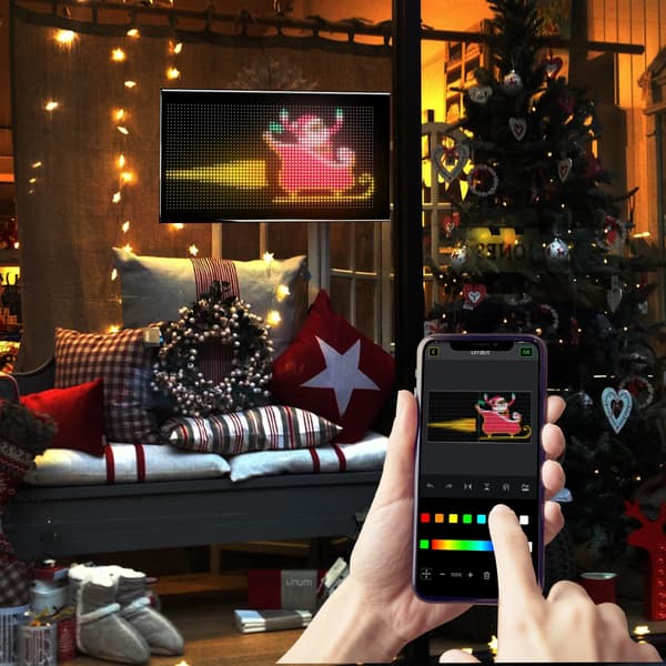 LED display - Fleksibelt reklameskilt - Matrix 32×64 Pixel - Bluetooth app-styring - 33×20 cm - Blød skærm - Programmerbar