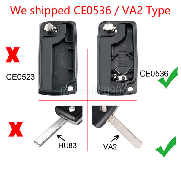 2Button Flip Key Case Set Tool For Citroen C2 C3 Picasso Berlingo DS3 Remote Fob