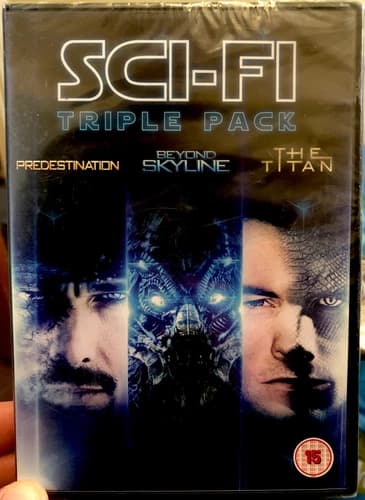 Action Sci-Fi 3-DVD Sett: The Titan, Predestination, Beyond Skyline (2018)