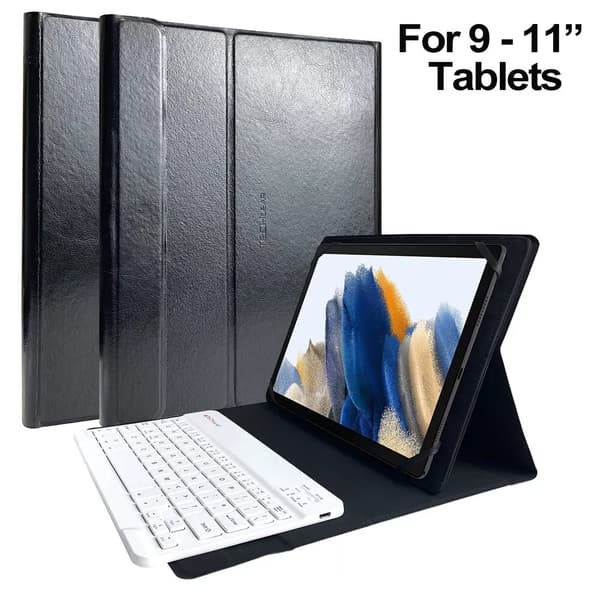 Black Leather Case & White Bluetooh Keyboard for Ulefone Armor Pad 8.0"