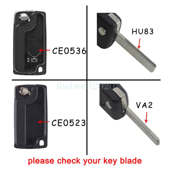 2Button Remote Flip Key Fob Case For Citroen C2 C3 C4 C8 Xsara Dispatch - CE0536