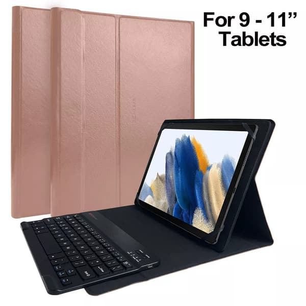 Rose Gold Leather Case & Black Bluetooh Keyboard for Ulefone Tab A10 Pro 10.1"