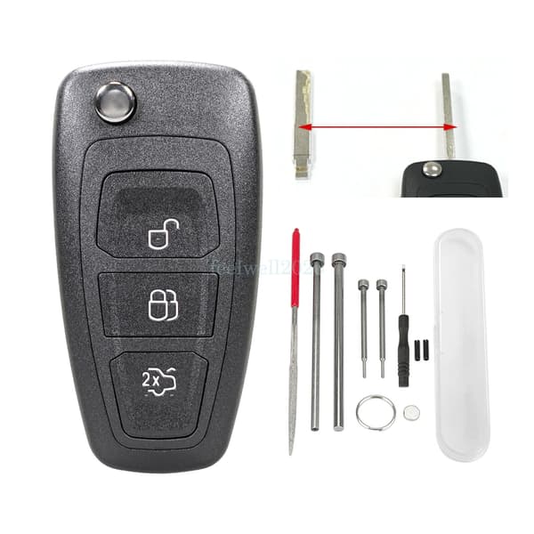 3 Button Flip Key Case Fob Set Tool For Ford Focus Transit Connect Custom Mondeo