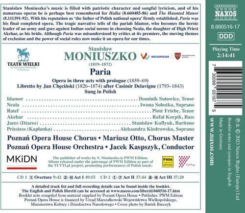 Stanislaw Moniuszko : Stanislaw Moniuszko: Paria CD 2 discs (2023)