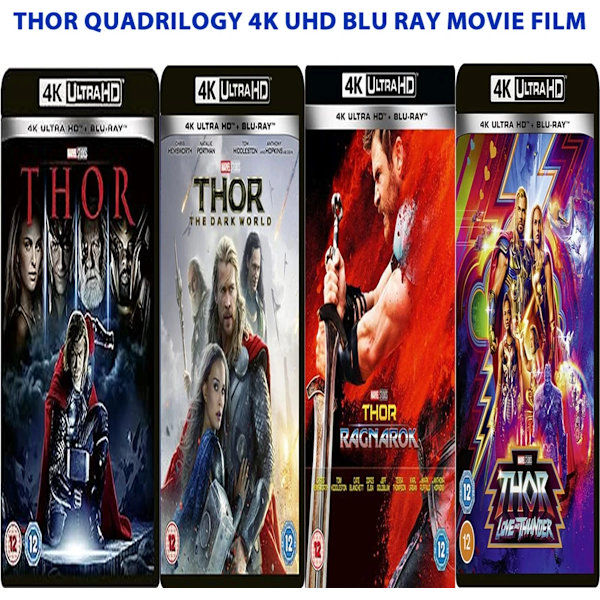 THOR QUADRILOGY 4K UHD BLU RAY MOVIE FILM COLLECTION BOX SET PART 1 2 3 ...