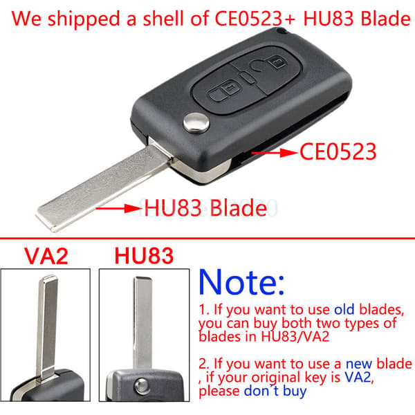 2Button Key Fob Case HU83 For Citroen C2 C8 C3 Picasso Dispatch Pin Removal Tool