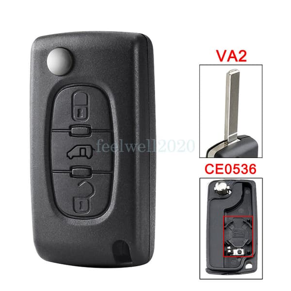3 Van Centre Button Flip Key Fob Case VA2 / CE0536 For Citroen Berlingo Dispatch