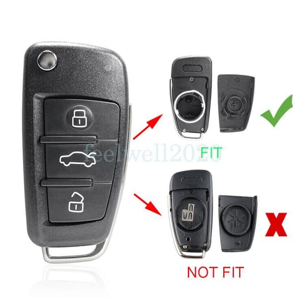 3 Button Flip Remote Key Fob Case Shell for Audi A3 S3 8V 2013-2017 Replacement