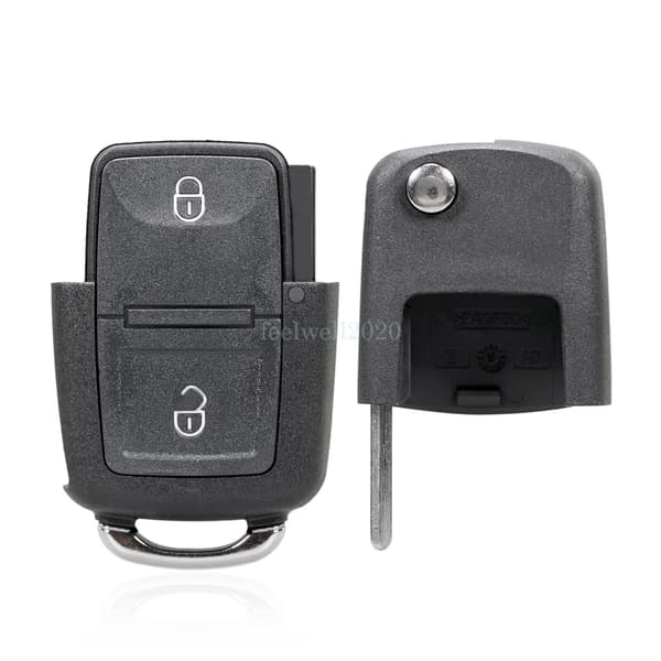 2Button Remote Car Flip Key Fob Case Shell For VW Golf MK4 Bora Passat + Battery