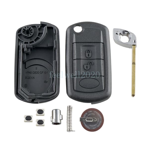 3 Button Flip Key Shell Blade + Battery For Land Range Rover Sport LR3 Discovery