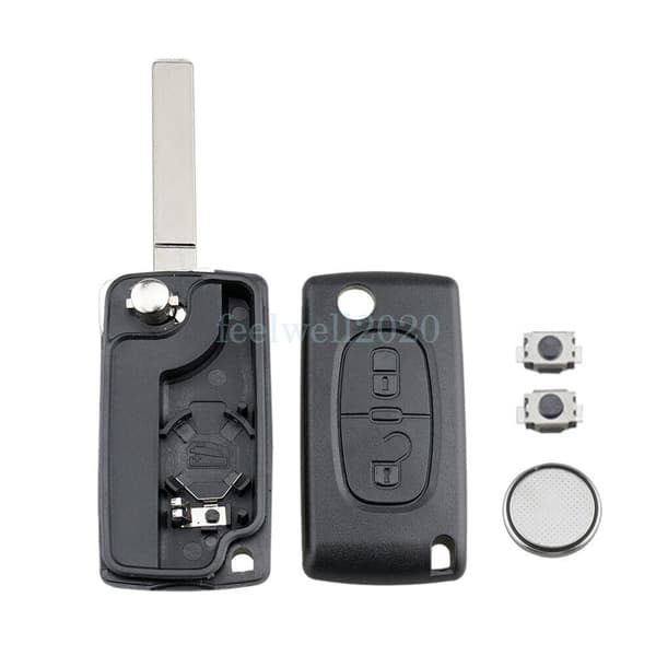 2 Button Key Fob Case VA2 For Citroen C2 C3 Picasso Berlingo + Battery Switch
