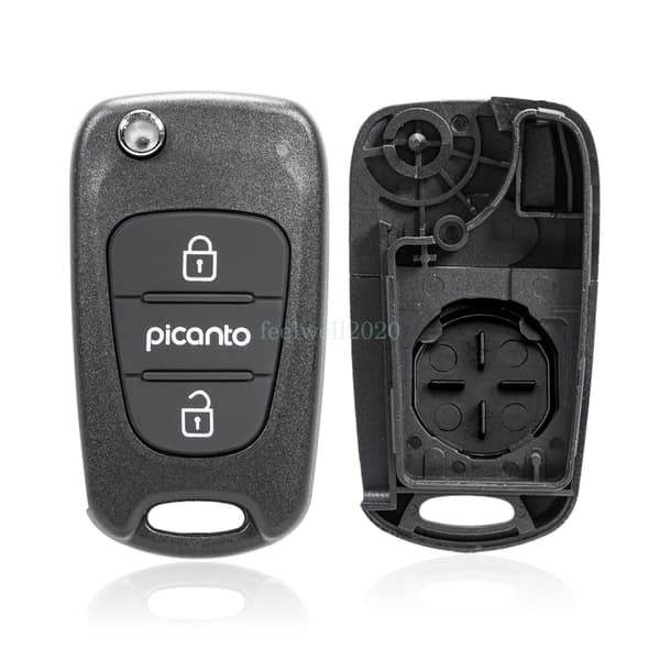 For Kia Picanto 3 Button Flip Remote Key Fob Case Shell Uncut Blade Replacement