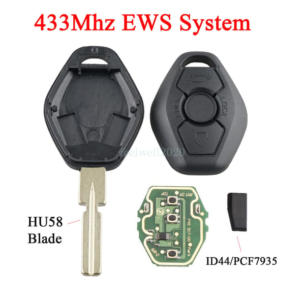 For BMW E46 E39 E38 X3 X5 Z3 M3 M5 3 Button Remote Key Fob PCF7935 Chip 433MHz