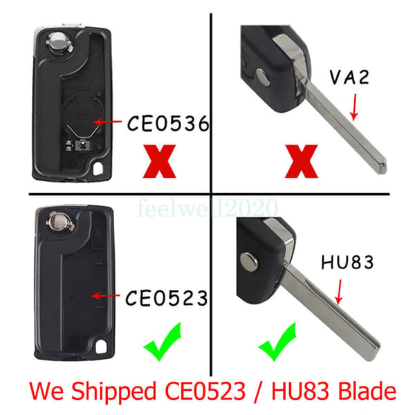 2Button Key Fob Case HU83 For Citroen C2 C8 C3 Picasso Dispatch Pin Removal Tool