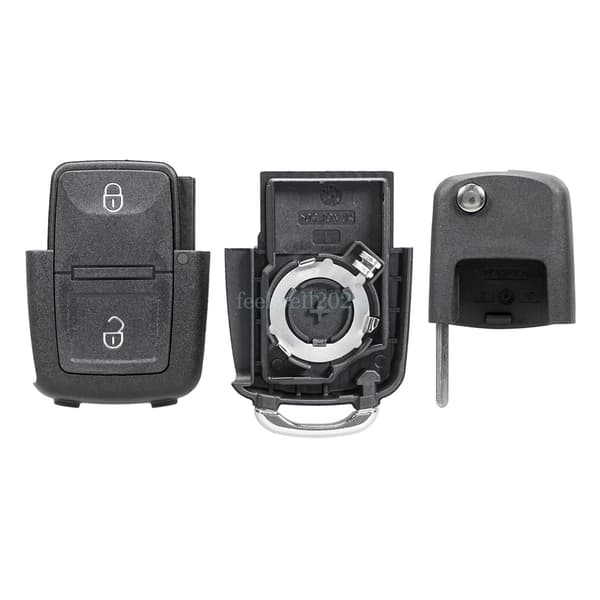 2Button Remote Car Flip Key Fob Case Shell For VW Golf MK4 Bora Passat + Battery