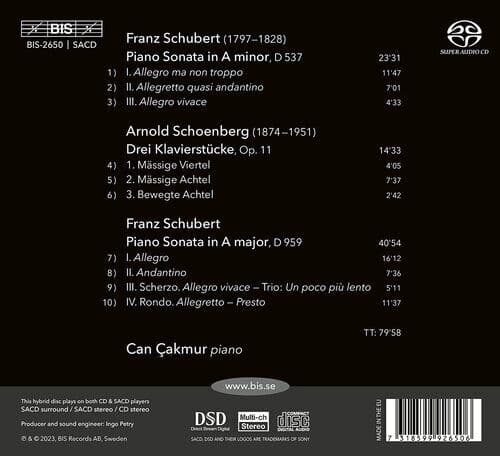 Franz Schubert : Can Cakmur: Schubert + Schoenberg CD (2023)