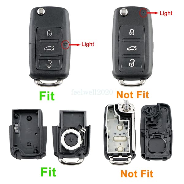 Replacement 3 Button Remote Key Fob Case for VW Caddy Scirocco Sharan 2011-2018