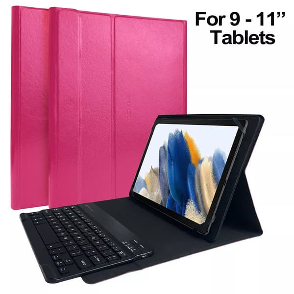 Pink Leather Case & Black Bluetooh Keyboard for Amazon Fire Max 11 11.0"