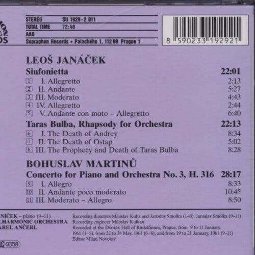 Karel Ancerl : Jancek: Sinfonietta / Taras Bulba / Rha CD Pre-Owned