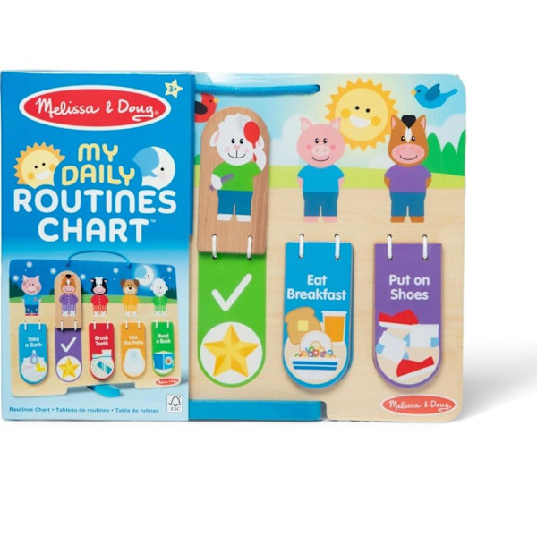 Melissa & Doug Wooden My Daily Day and Night Routines Chart dual ...