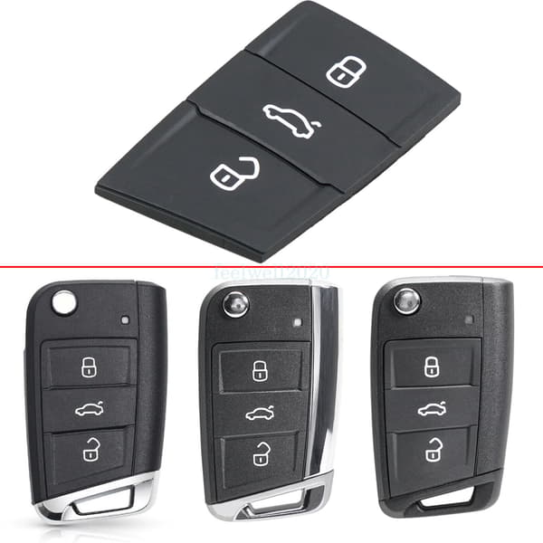 3 Buttons Replacement Rubber Pad Remote Key Shell For VW Polo Golf 7 MK7 Tiguan