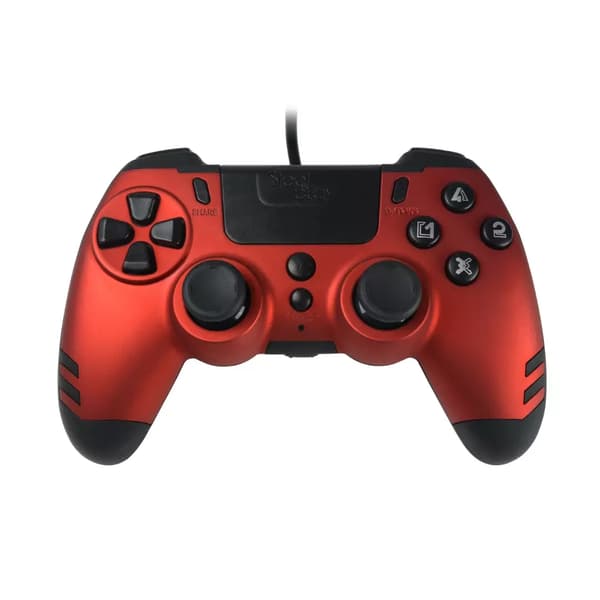 STEEL PLAY SLIM PACK WIRED CONTROLLER RED FOR PS4 AND PC Brand New