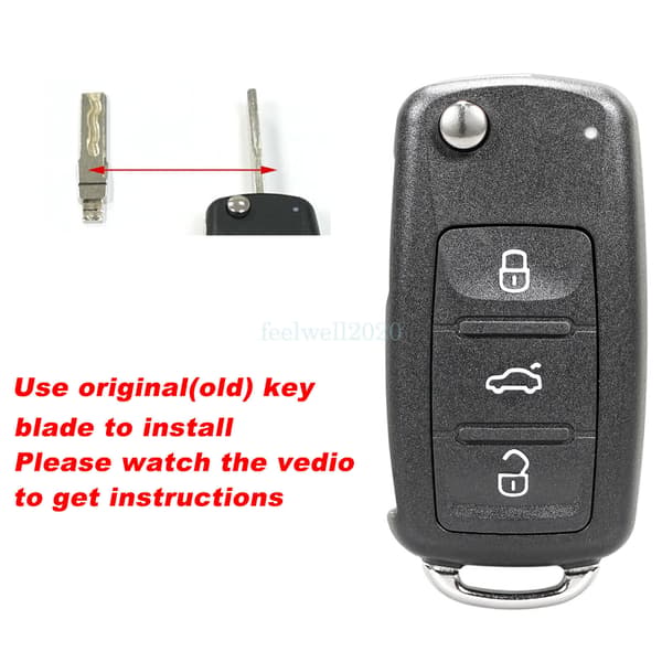 3 Button Flip Key Fob Case For VW Volkswagen Golf MK6 Polo Caddy Beetle Tool Set