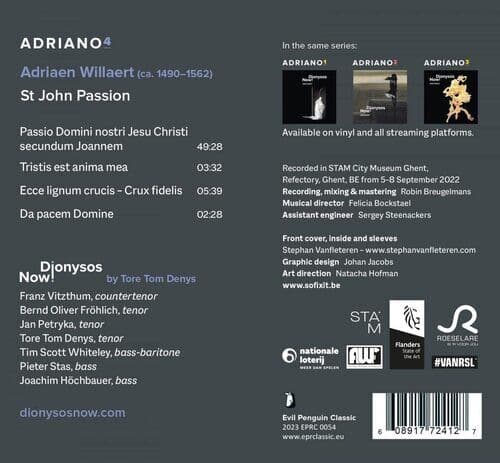 Adrian Willaert : Dionysos Now!: Adriano 4 CD (2023)