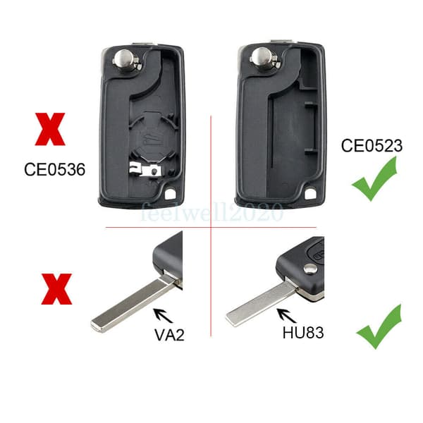 433MHz 3 Button Car Flip Remote Key Fob for Citroen C2 C3 Picasso C4 C8 Dispatch
