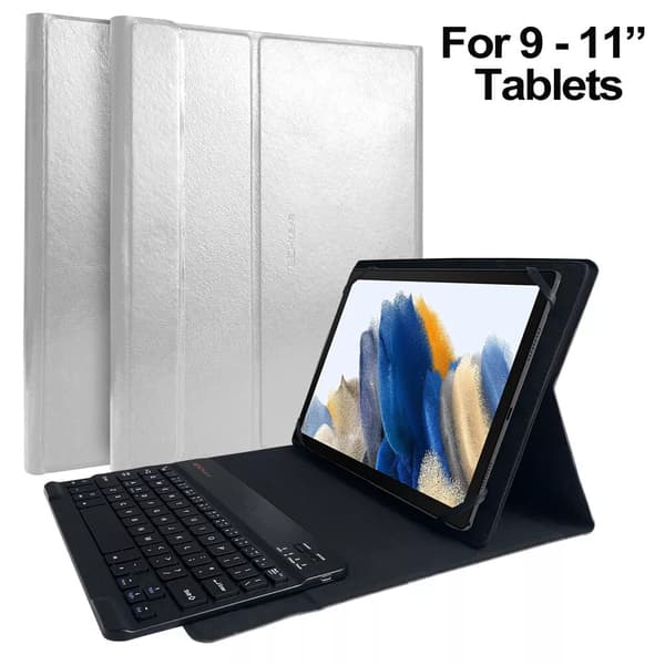 White Leather Case & Black Bluetooh Keyboard for Oukitel RT9 10.1