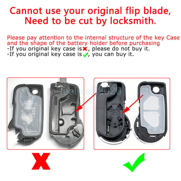 2 Button Flip Remote Key Case Fob Replacement For Citroen DS3 2009 - 2017 Blade